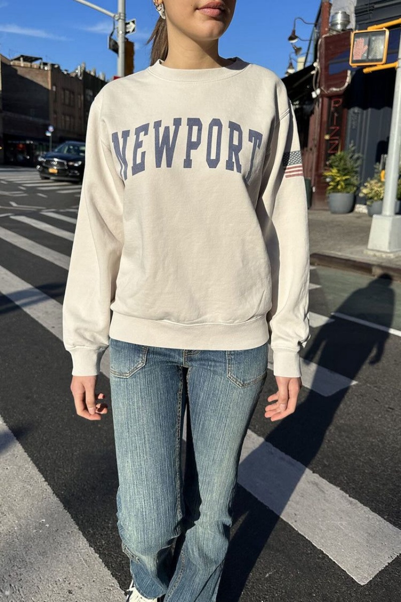 White Brandy Melville Erica Newport Sweatshirts | USA 84567-DIBJ