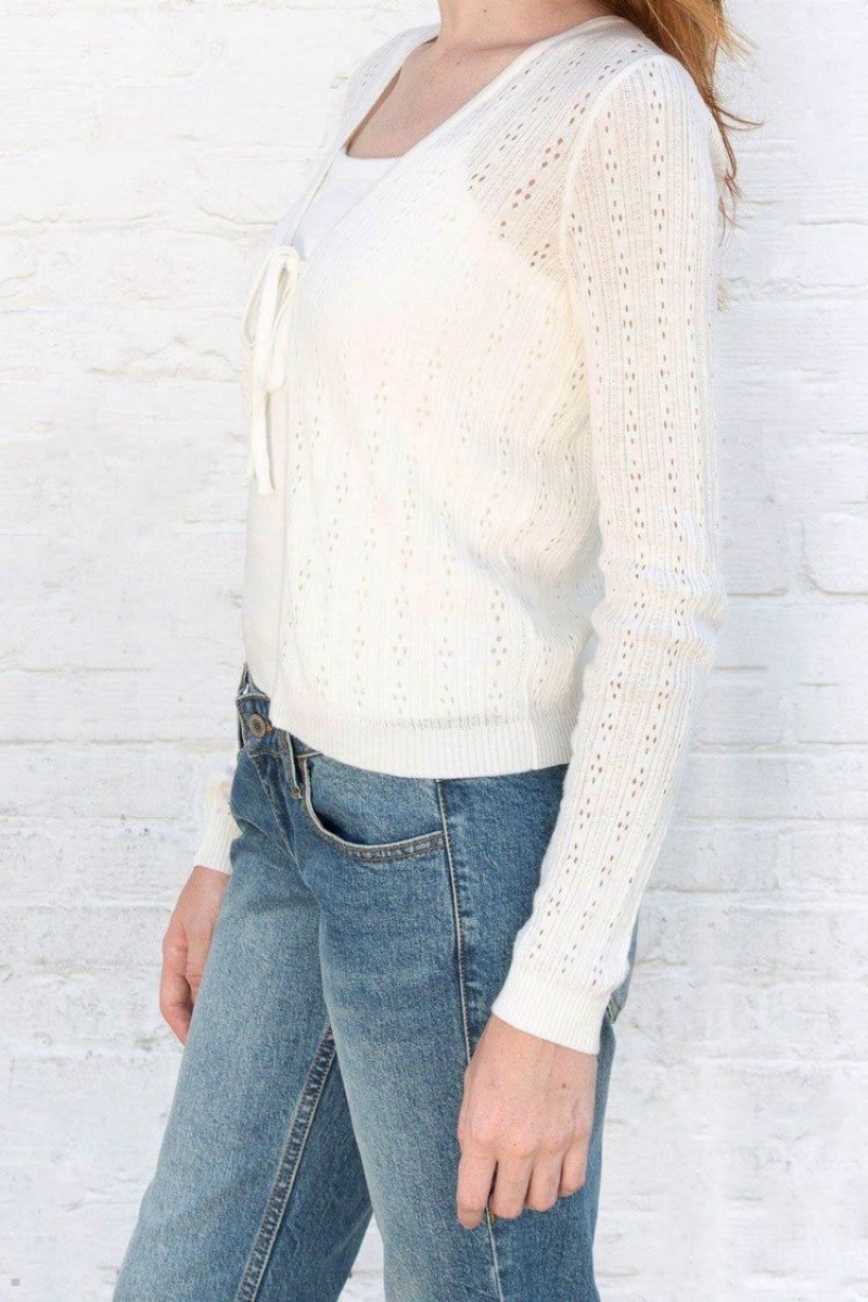 White Brandy Melville Greta Eyelet Tops | USA 91472-GOKY