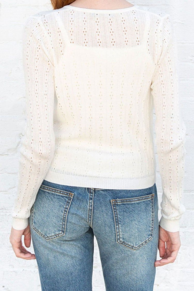 White Brandy Melville Greta Eyelet Tops | USA 91472-GOKY