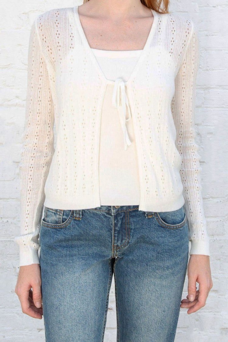 White Brandy Melville Greta Eyelet Tops | USA 91472-GOKY