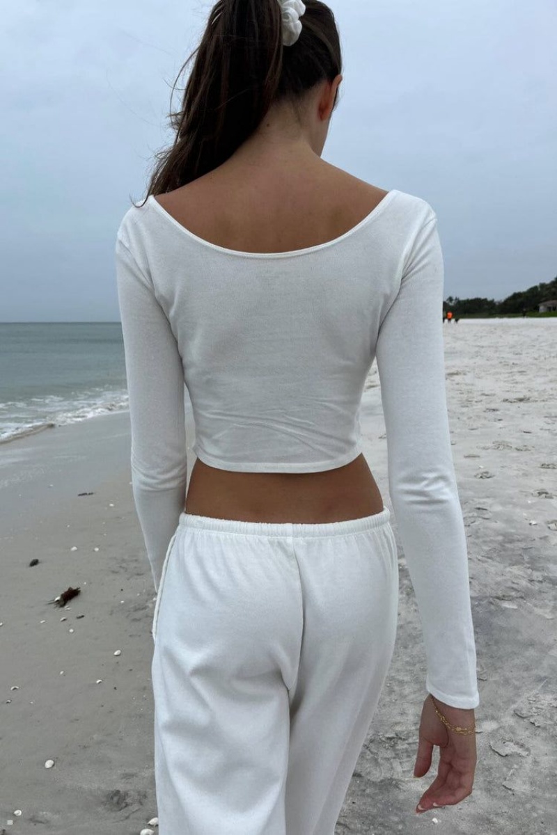 White Brandy Melville Jillian Crop Tops | USA 97843-RIZN