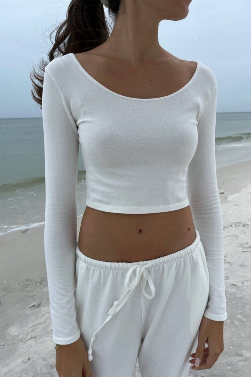 White Brandy Melville Jillian Crop Tops | USA 97843-RIZN