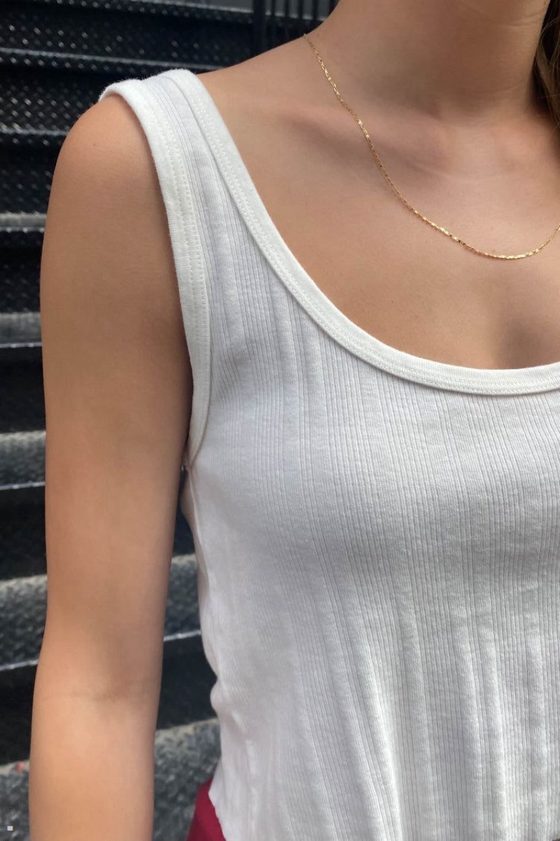 White Brandy Melville Pauline Tank Tops | USA 59823-SHWB