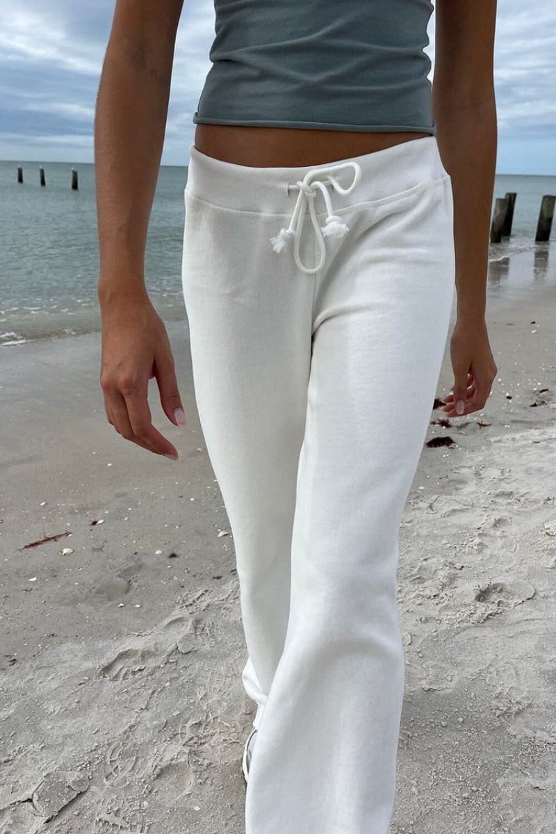 White Brandy Melville Rainey Cotton Sweatpants | USA 49081-GPTU