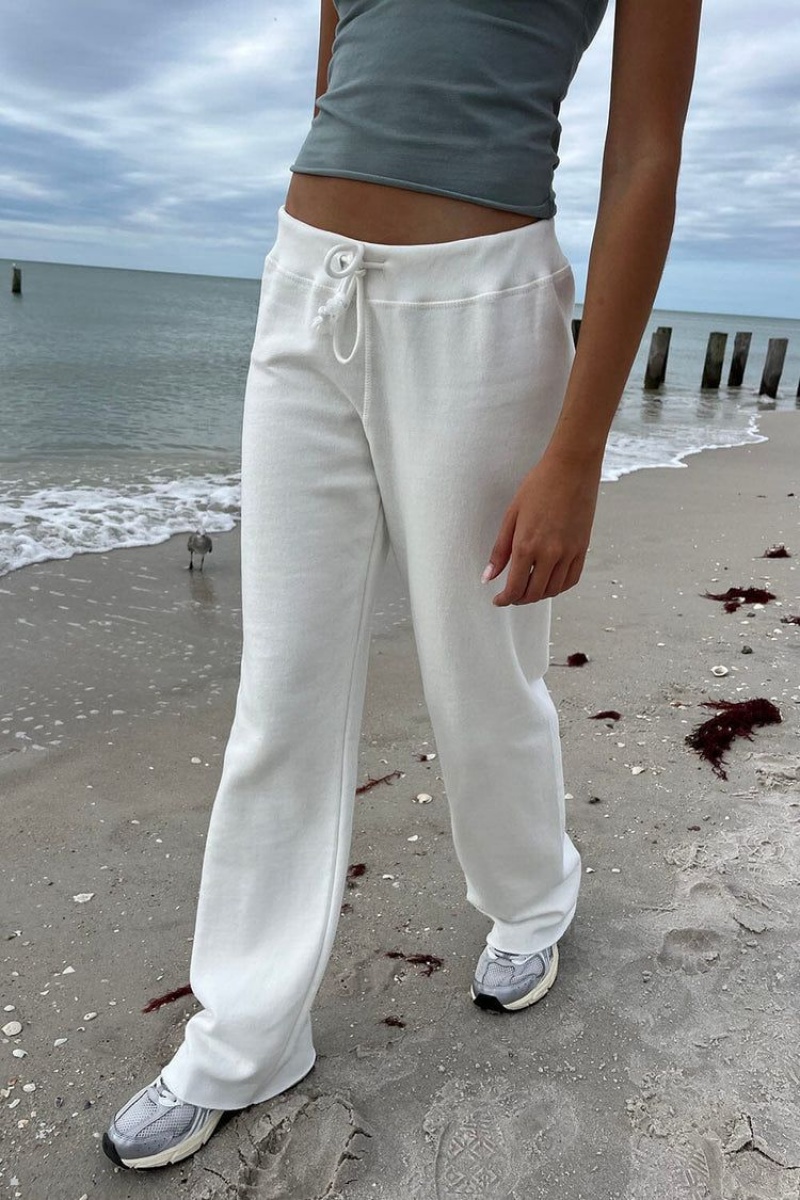 White Brandy Melville Rainey Cotton Sweatpants | USA 49081-GPTU