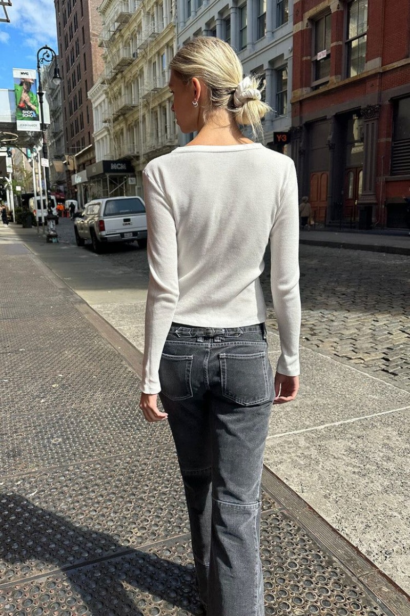 White Brandy Melville Tori Thermal Tops | USA 06253-APSX